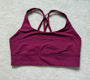 Lululemon‎ Energy Bra Long Line Strappy Back Burgundy Size 12 thumbnail 1