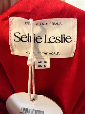 Selfie Leslie Alba Frill Trim Mini‎ Dress In Cherry Red Size Medium NWT thumbnail 9