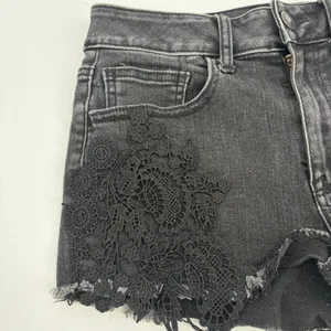 American Eagle Hi Rise Shortie Crochet Womens Shorts Sz 2 Y2K Grunge Black Goth thumbnail 3