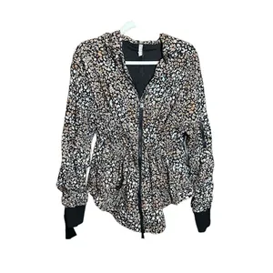 Free People Run Wild Hooded Jacket in‎ Leopard Sz Small thumbnail 4