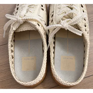 Dolce Vita Cream Woven Cutout Mule Sneakers Gum Sole Womens Size 7 Lace Up thumbnail 5