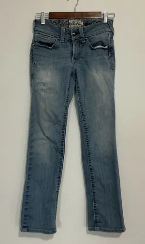 Ariat REAL Denim Womens Size 26S Light Wash Distressed Skinny‎ Jeans thumbnail 1