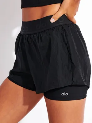 ALO Yoga High Waisted Catch The Light Short In Black XXS thumbnail 1
