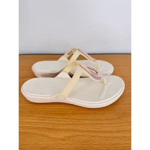 Crocs Sanrah sandals women's 9 liquid metallic flip flop white rose gold comfort thumbnail 2