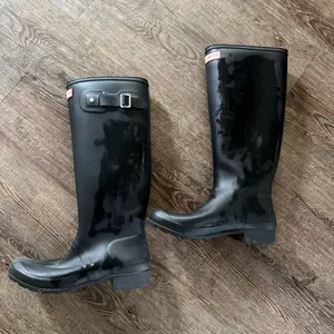 HUNTER Original Rain Boots Tall Women 9 Black Slip On Waterproof Buckle Rubber thumbnail 3