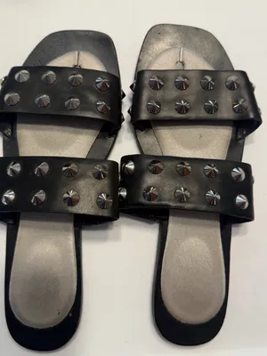 MF BOLIV Black Studded Double-Strap Slide Sandals Size 7 thumbnail 1