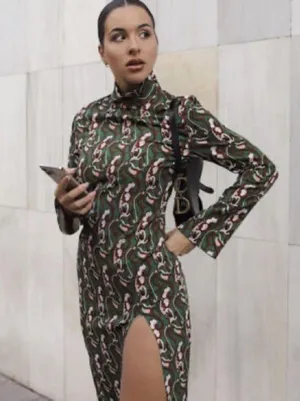 Nwot Zara Woman'S Paisley Printed Midi Dress Green/Multicolor Xs Bloggers Fave thumbnail 7