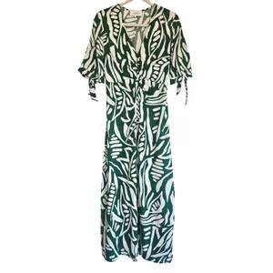 BA&SH Terence Midi‎ Dress in Green/White Size 2 Hawaiian Print thumbnail 5