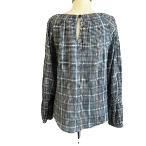 Anthro‎ Pilcro Shari Plaid Smocked Blouse Cottagecore Boho Top Sz M thumbnail 4