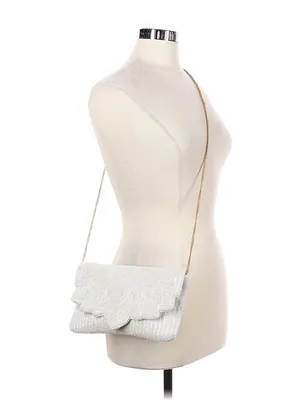 Twine and Love White Beaded Scallop Evening Clutch Crossbody Bag thumbnail 2