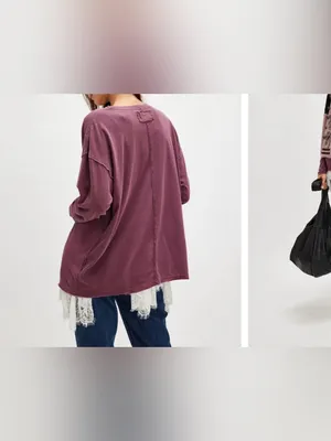 NWOT Free People We The Free Nina Long-Sleeve Tee - maroon wine - XS thumbnail 4