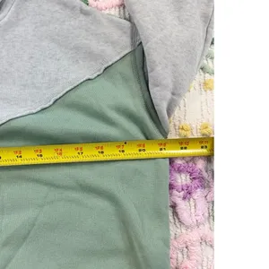 SHEIN Colorblock Hoodie Gray‎ Green Fleece Lined Sweatshirt Women's Size S thumbnail 4