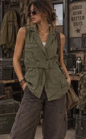 Utilitycore Cargo Vest Olive Green Safari Workwear Multi Pocket Black Rainn M thumbnail 1