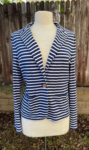 Ralph Lauren Blue and White Striped cotton Blazer preppy coastal nautical thumbnail 1