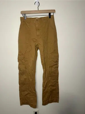 Abercrombie and Fitch baggy cargo utility pants tan brown size 27 or 4 Y2K style thumbnail 2