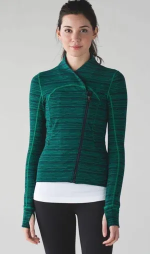 Lululemon Precision Green Cyber Jungle Blue Front Zip Jacket Size 8 thumbnail 3