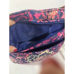 Vera Bradley‎ Crossbody Bag Quilted Floral Zipper Pockets Boho Navy Pink 11x11" thumbnail 5