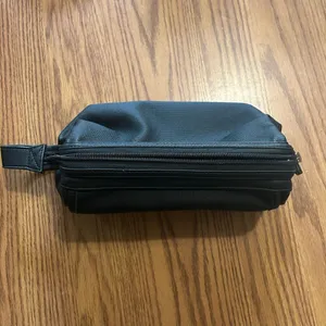 Lug Via Matte Leather Cosmetics Makeup Bag Black thumbnail 2