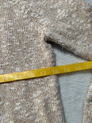 L.L. Bean women's medium Cream Beige Marled Turtleneck Sweater knit cotton thumbnail 4