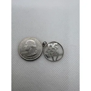 Vintage Sterling Silver Chinese Kanji Love Ai Symbol Round Charm Pendant 1.12g‎ thumbnail 3