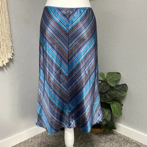 Striped Midi Skirt Blue Purple Brown Chevron Striped Cottagecore Dark Romance thumbnail 5