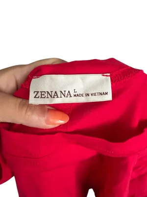 ZENANA Red Short Sleeve Basic Slub Tee Size Large thumbnail 5