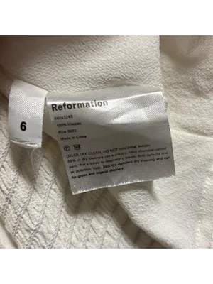 Reformation Ivory Smocked Back Blouse Size 6 thumbnail 5