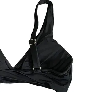 NWT Andie The Belmar Top Twisted V Neck Plunge Bikini Top Removable Cup M Black thumbnail 7