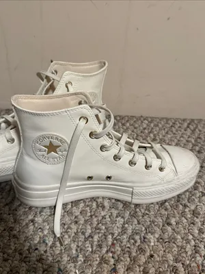 Converse All Star Platform High Platform Chuck Sneakers White Egret Gold 9.5 thumbnail 5