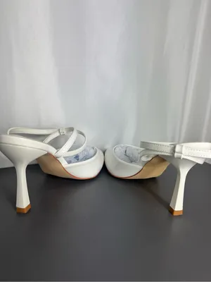 Susanny White Pointed Toe Slingback Heels wedding party elegant heels 7 1/2 thumbnail 6