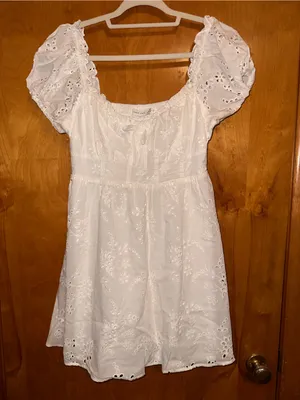 Altar'd State Paloma White Eyelet Tie-Front Mini Dress size L thumbnail 1