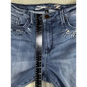 Seven7 Jeans Women 12‎ Mid Rise Skinny Studded Dark Wash Denim Pants Y2K Boho thumbnail 4