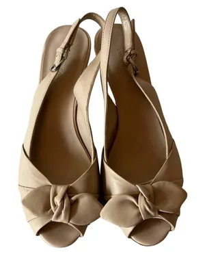 Etienne Aigner Vivica Tan Matte Leather Peep Toe Slingback Heels Sandals sz 8.5 thumbnail 1