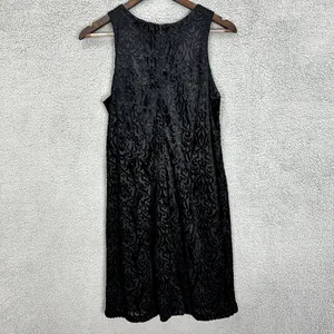NY &‎ Co Shift Dress Womens 8 Black Geometric Velvet Burnout Whimsigoth Vtg Y2K thumbnail 2