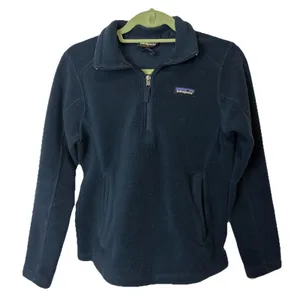 Patagonia Navy Blue Synchilla Fleece Quarter Zip Pocket Pullover Women's Size S thumbnail 1