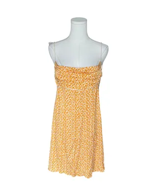 Free People - NWT Kai Mini Dress Yellow Geometric Print Tie Strap Sz L thumbnail 3