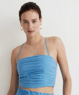Madewell Blue Poplin Crop Tube Top Size‎ 8 thumbnail 1