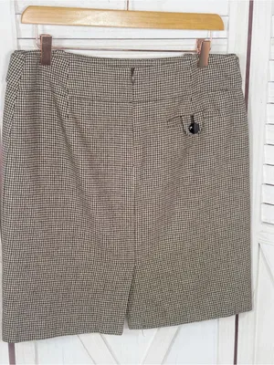 Banana Republic Houndstooth Wool Blend Pencil Skirt Brown Cream 6 Preppy Office thumbnail 8
