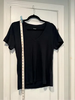 NWOT Madewell Size M Black V Neck Short Sleeve Slub Cotton Tee Shirt thumbnail 7