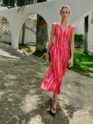 NWT ZARA BLOGGERS FAVE STRIPED FROG FASTENING DRESS Multicolored thumbnail 2