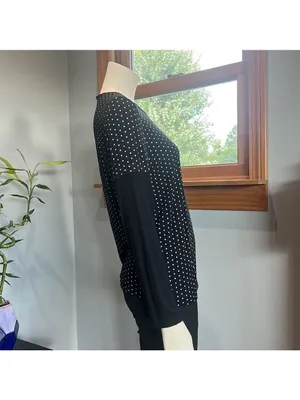 Mirawest Black and White Polka Dot Long Sleeve Tee thumbnail 2