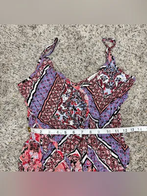 Cotton Candy LA Floral Paisley Spaghetti Strap Cropped Wide Leg Jumpsuit Small S thumbnail 9