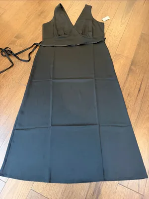 Old Navy Sleeveless Satin Midi Slip Dress in Black Size Large NWT - C73-041 thumbnail 5