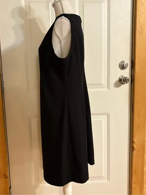 Karl Lagerfeld Black Sleeveless Shift Dress with Gold Floral Buttons thumbnail 4