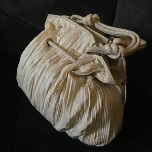 Cream Pleated Shoulder Bag | Chocolate Brand Handbag Purse | Soft Tote | Chic thumbnail 4