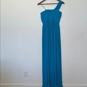 AMUR Skye Blue One Shoulder Pleated Chiffon Formal Gown Size 4 NWOT thumbnail 3