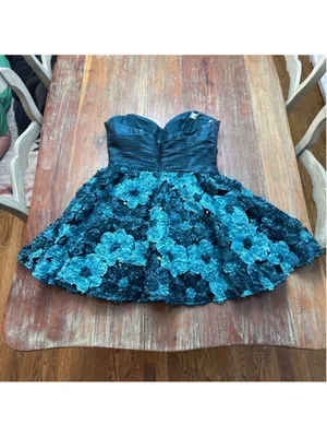 Blush Prom Teal Strapless Teacup Dress Size 12 thumbnail 12