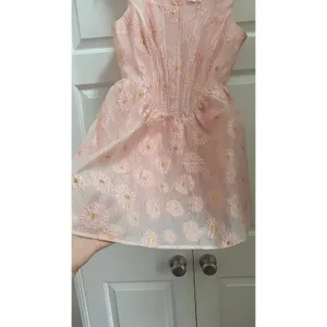 Storia Mini Dress Women L Pink Floral Corset Gold Coquette Balletcore Glinda thumbnail 6