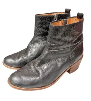 Madewell The Perrie Leather Ankle Boot Pebbled Black Side Zipper Size 7.5 thumbnail 1
