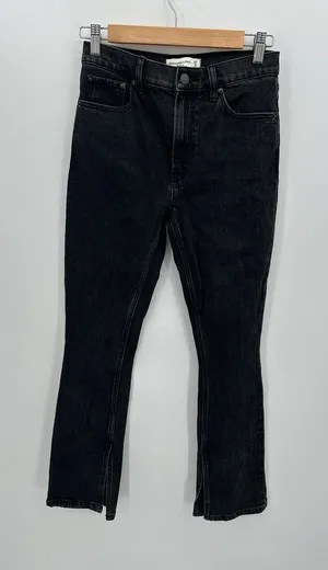 Abercrombie & Fitch The Skinny High Rise‎ Black Ankle Slit Jeans 25/0S DZ15 thumbnail 1